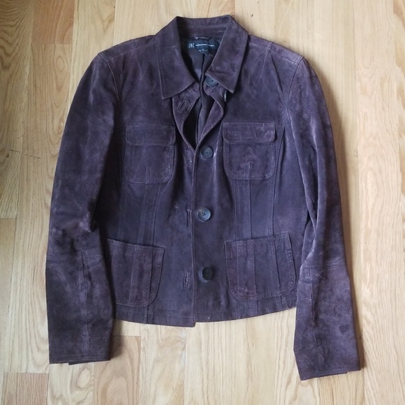INC Brown Suede Leather Lined Jacket - Picture 3 of 3